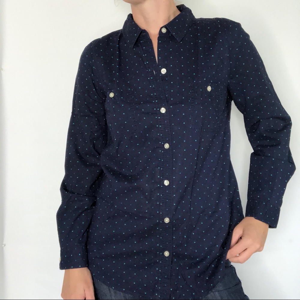 Old Navy Polka Dot Navy Button Up